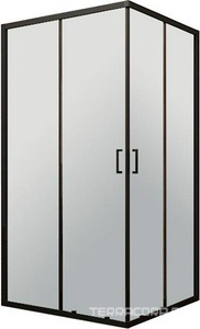 Душевой уголок 900x900x1950 раздвижной квадратный стекло-прозрачное, профиль черный, стекло прозрачное, ZZ Veconi RV RV13-90-01-C5