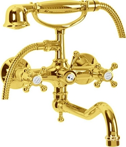 Смеситель для ванны, с поворотным изливом, лейка в компл., (цв.золото),  ZZ Migliore Lady 18847