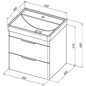 Тумба подвесная 60 см, 2 ящика, без раковины  (301803), цв. белый Aquanet Ирис 310144