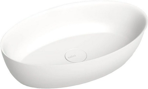 Раковина накладная овальная 580х350х150мм, без отв.д/смесителя, перелива, литой камень S-Sense глянец цв.белый,  01 ZZ Salini Alda 110611G