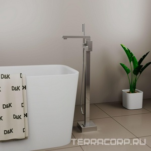 Смеситель для ванны/душа напольный, душевой гарнитур в комплекте, цв. хром D&K baciano DA1516001