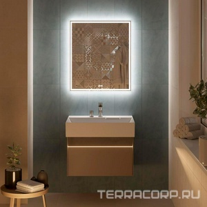 Зеркало  70, c LED с подсветкой, с функцией антизапотевание и часами, белый глянцевый Kerama Marazzi TECNO TE.mi.70