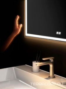 Зеркало  70, c LED с подсветкой, с функцией антизапотевание и часами, белый глянцевый Kerama Marazzi TECNO TE.mi.70