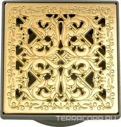 Трап душевой, 112х112мм., с гидрозатвором и декоративн. решеткой, (цв.золото), Migliore ZZ