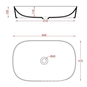 Раковина накладная на столешницу, овальная 650х415хh125мм, без отв.д/смесит., без перелива, (цв. matt black),  XXZZ ArtСeram Ghost GHL002 17; 00