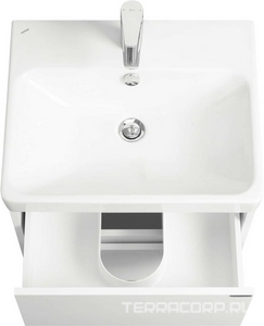 Тумба подвесная 55 см, 2 выдвижных ящика, БЕЗ раковины, цв. белый, ZZ Aquaton Сканди 1A251701SD010