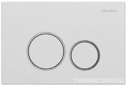 Кнопка двойного смыва, пневм., для инсталляции д/унитаза, (пластик цв.белый, кольца кнопок цв.хром),  ZZ Allen Brau Priority 9.20001.20