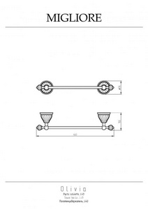 Полотенцедержатель 440мм, (цв.бронза / керамика),  ZZ Migliore Olivia 17438