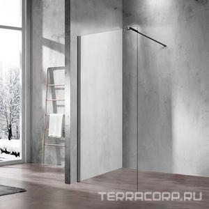 Душевая перегородка 1000хh2000мм, правая/левая, (стекло прозрач.8мм, поперечн. укорачиваемый кронштейн 1200мм, фурнит.цв.вороненая сталь),  ZZ Vincea Walk-In VSW-1H100CLGM