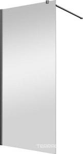 Душевая перегородка 1000хh2000мм, правая/левая, (стекло прозрач.8мм, поперечн. укорачиваемый кронштейн 1200мм, фурнит.цв.вороненая сталь),  ZZ Vincea Walk-In VSW-1H100CLGM