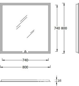 Зеркало с подсветкой 80*80 см, прямоугольное, со встроенным диммером Kerama Marazzi MIO MIO.mi.80\WHT