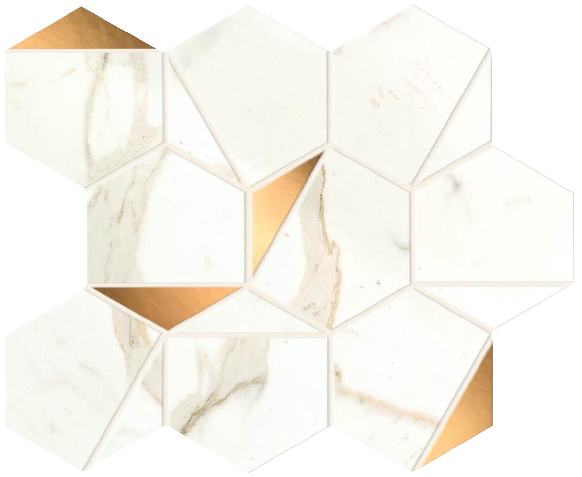 Керамогранит Atlas Concorde Italy Marvel Shine Marvel Calacatta Prestigio Gold Hex Shiny 25,1x29 Комбинированный, фото 3