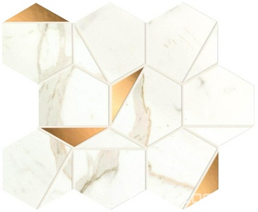 Керамогранит Atlas Concorde Italy Marvel Shine Marvel Calacatta Prestigio Gold Hex Shiny 25,1x29 Комбинированный 