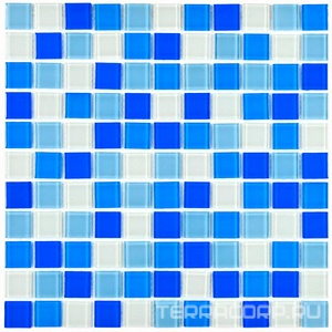 Мозаика Bonaparte Мозаика стеклянная Blue wave-3   (25x25x4)  30x30 Комбинированный 
