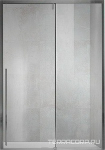 Дверь для душа, в нишу 1200хh1950мм, раздвижн., 1 дверь, 1 неподв.секц, правая/левая, (стек.прозр. 8мм Easy Clean, фурн.цв.вороненая сталь),  ZZ Vincea Lugano VDS-1L120CLGM-1