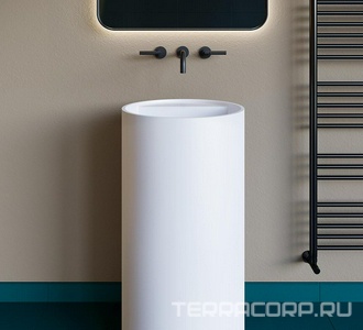 Раковина 465х465хh900мм,напольн,без отв.д/смес.и перелива,S-Sense, глянц.цв.RAL3028,клапан Up&Down в цв.раковины в комп,техн.отв.д/сифона, 03ZZ Salini Armonia 130113GRF / RAL3028 Pure red (Красный глян) + техн.отв.д/сиф