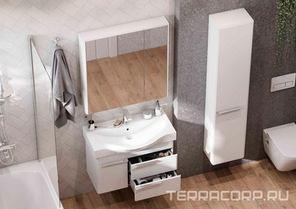 Тумба подвесная 80 см, без раковины "", цв.белый Aquaton Беверли 1A235501BV010