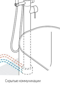 Смеситель для ванны, загругл. излив, напольный, душевая лейка, шланг в компл., (цв.черный матовый PVD),  ZZ Paini Cox 78PZ136LM