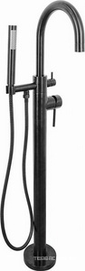 Смеситель для ванны, загругл. излив, напольный, душевая лейка, шланг в компл., (цв.черный матовый PVD),  ZZ Paini Cox 78PZ136LM