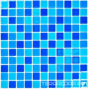 Мозаика Bonaparte Мозаика стеклянная Blue wave-1  (25x25x4) 30x30 Комбинированный 