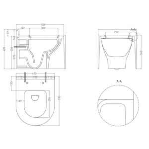 Унитаз подвесной 527х410х422мм, без крышки, внутр.основа керамика цв.белый, внешн.часть литой камень S-Stone, мат,цв.RAL1014,  ZZ Salini Gemelli 240121MRF / RAL1014 Ivory (Слоновая кость)