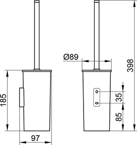 Ёрш настенный, (цв.хром/черный),  ZZ Keuco Moll 12764 010101