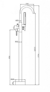 Смеситель для ванны напольный, лейка д/д, шланг, внутр. часть в компл. (нерж.сталь цв.сатин),  ZZ BelBagno Nova NOV-FMT-IN