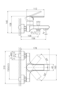 Смеситель для ванны/душа, без аксессуаров, цв.черный матовый Cersanit Brasko 63108