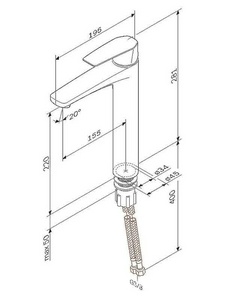 Cмеситель  для умывальника высокий, черный AMPM Gem F90A92022