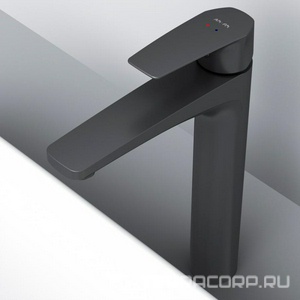 Cмеситель  для умывальника высокий, черный AMPM Gem F90A92022
