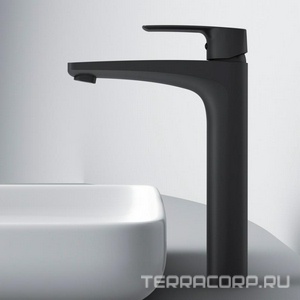 Cмеситель  для умывальника высокий, черный AMPM Gem F90A92022