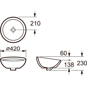 Раковина Roca-, накладная в компл., д=420 в комлекте без пьедестала ZZ Roca Bol 327876000
