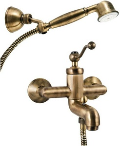 Смеситель для ванны, лейка, шланг, кронштейн в компл., (цв.бронза),  ZZ Paini Duomo 88F3105KM