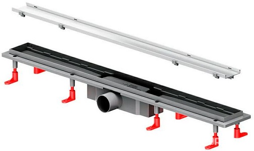 Душевой желоб 80 см, комбинированный затвор, решетка под плитку из нерж.стали AMPM Универсал W02SC-U11-080-04SB