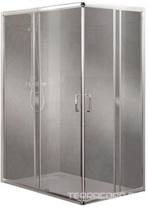 Душевой уголок 1000(850-1000)х1000(850-1000)хh1900мм, сдвижные двери, квадрат, (стекло рифленое Punto 5мм, фурн.цв.хром),  ZZ BelBagno Unique UNIQUE-A-2-85/100-P-Cr