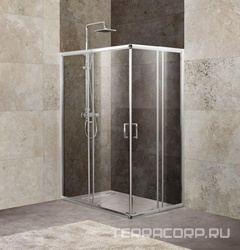 Душевой уголок 1000(850-1000)х1000(850-1000)хh1900мм, сдвижные двери, квадрат, (стекло рифленое Punto 5мм, фурн.цв.хром), Unique ZZ