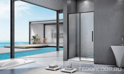 Душевая дверь в нишу раздвижная Good Door (BAS) Idea 1100x1950 мм, профиль черный, стекло прозрачное 6 мм  ZZ Good Door IDEA ИД00008