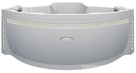 Ванна акрил."СОРРЕНТО-GOLD",1480х1480, фронт. пан/дек "Swarovski"/"Мозаика",ГМ6,НМ2,СМ7,хромотер.2 лам.(V-2),контр.200,молд.,смес/изл."Бриз-Ниагара-GO