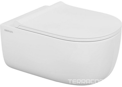 Подвесной унитаз,c крышкой-сиденьем микролифт, безободковый, цв.белый, ZZ Berges Ego 082118