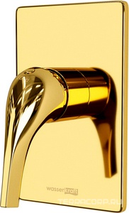 Смеситель для душа встраиваемый, внутренняя часть в компл, лейка и шланг приобрет. отдельно, цв.золото глянец, ZZ Wasserkraft Sauer 7151