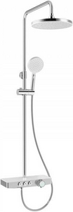 Душевая стойка, кнопочное управление, встроенный излив, термостат, ручной + верхний душ, шланг -150 см, цв. хром KL Berges Morans 075001 (075001-А)