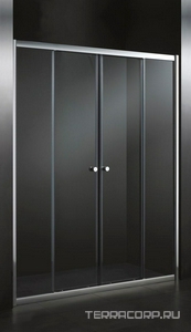 Дверь в нишу 1600хh1950мм, 2 раздвижн.двери с 2 неподв. сегментами, (вход 820мм), (стекло прозр. 6мм, фурнит. цв.хром),  ZZ Cezares Anima ANIMA-W-BF-2-160-C-Cr