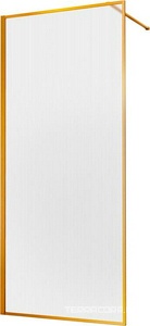 Душевая перегородка 800хh2000мм, правая/левая, (стекло рифленое 8мм Easy Clean, укорачиваемый кронштейн 1200мм, фурнит.цв.браш.золото),  ZZ Vincea Walk-In VSW-1HP800FLBG