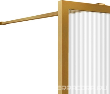 Душевая перегородка 800хh2000мм, правая/левая, (стекло рифленое 8мм Easy Clean, укорачиваемый кронштейн 1200мм, фурнит.цв.браш.золото),  ZZ Vincea Walk-In VSW-1HP800FLBG