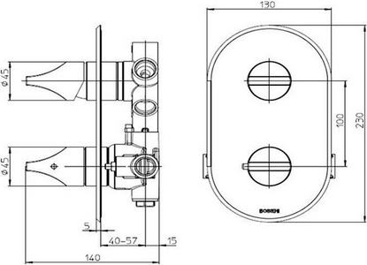 Смеситель-термостат для душа, встраиваемый в стену, на 2-5 выходов, внешняя часть БЕЗ внутренней арт.Z00125000, (цв. белый матовый),  ZZ Bossini Apice Z00500.045