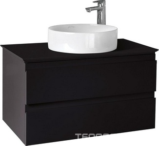 Тумба подвесная 83x49,2x47,6 см, 2 выдвижных ящика, столешница, внешняя подсветка, сифон в компл, БЕЗ раковины чаши, цв. черный матовый ZZ Jacob Delafon Madeleine EB2083-J53