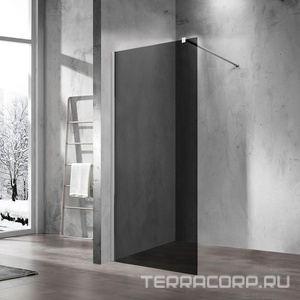 Душевая перегородка 1000хh2000мм, правая/левая, (стекло тонированное 8мм, поперечн. укорачиваемый кронштейн 1200мм, фурнит.цв.хром),  ZZ Vincea Walk-In VSW-1H100CG