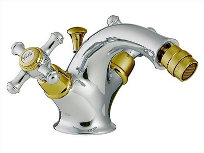 Смеситель для биде с д/к (хром/золото),  ZZ 3M Old italy 4424 CD