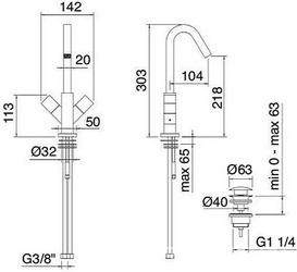 Смеситель для раковины, пробка "Click-clack" для отверстия слива в компл., (цв. хром) X-Change XQ ZZ