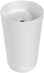 Раковина 450х450хh820мм, напольн, кругл, без отв.д/смес.и перелива,литой камень Sapirit матовый.цв.белый, клапан Up&Down цв.хром в комп,Armonia 201 XX